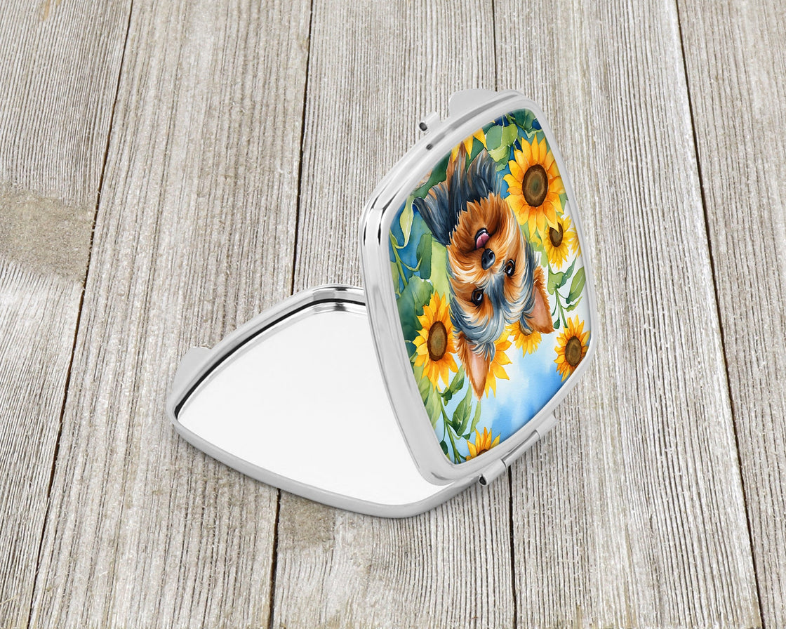 Yorkshire Terrier in Sunflowers Compact Mirror-1