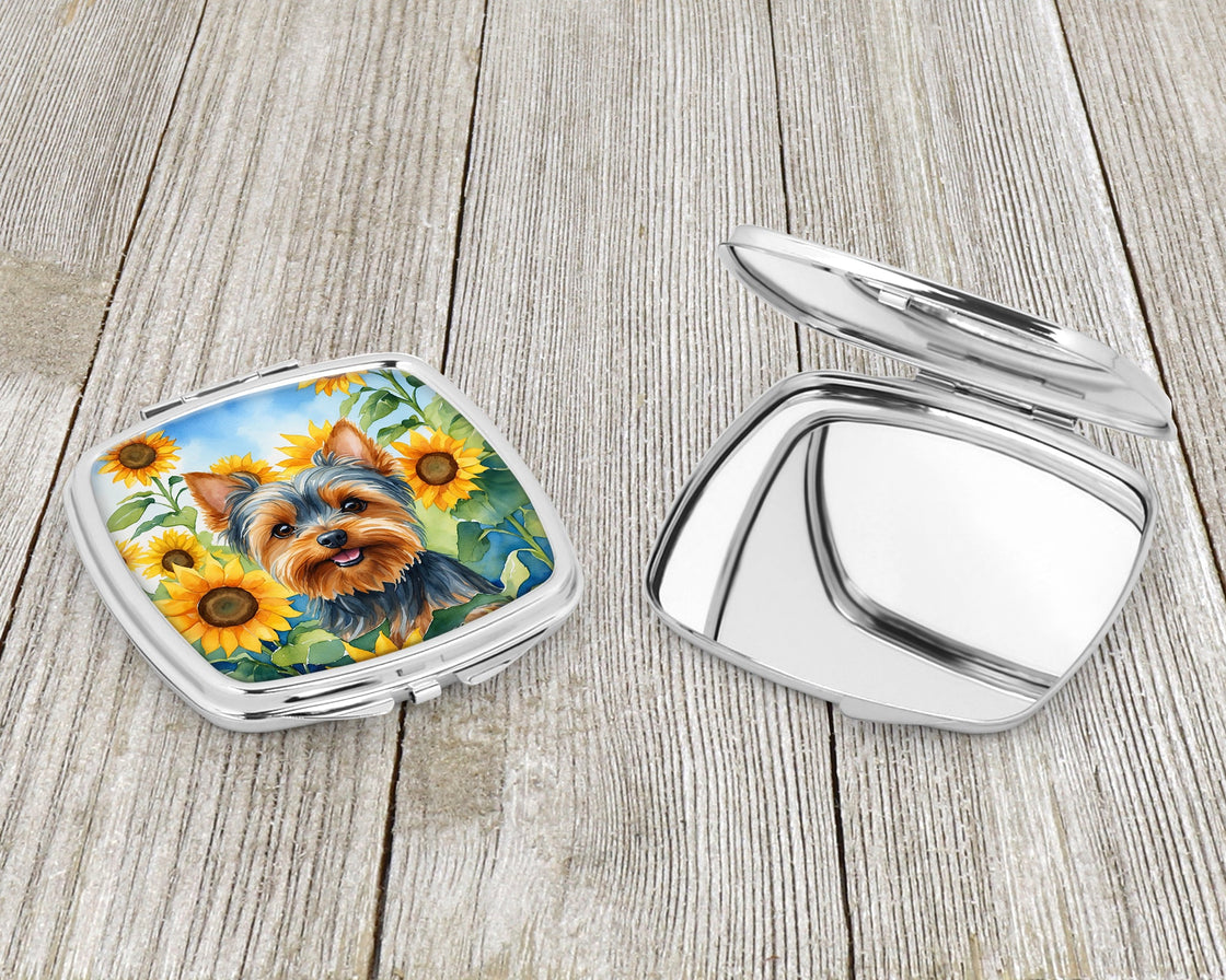 Yorkshire Terrier in Sunflowers Compact Mirror-2