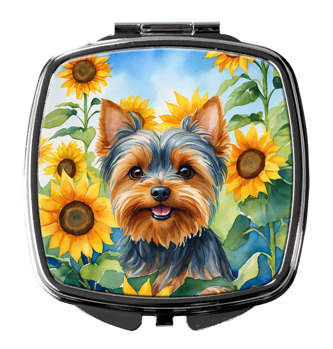 Yorkshire Terrier in Sunflowers Compact Mirror-0