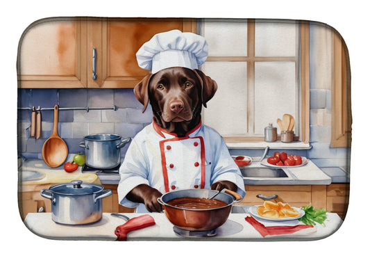 Chocolate Labrador Retriever The Chef Dish Drying Mat-0