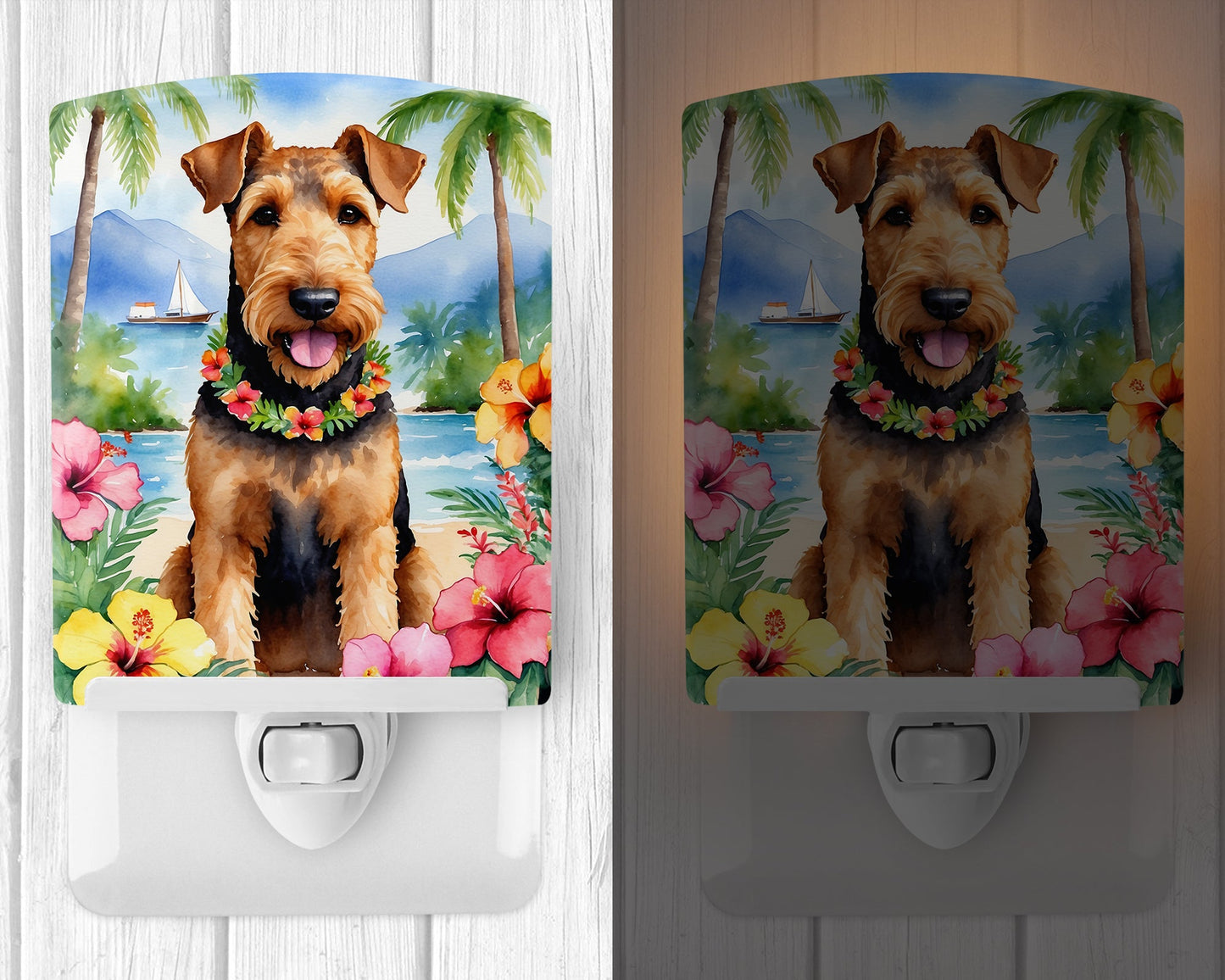 Airedale Terrier Luau Ceramic Night Light-1