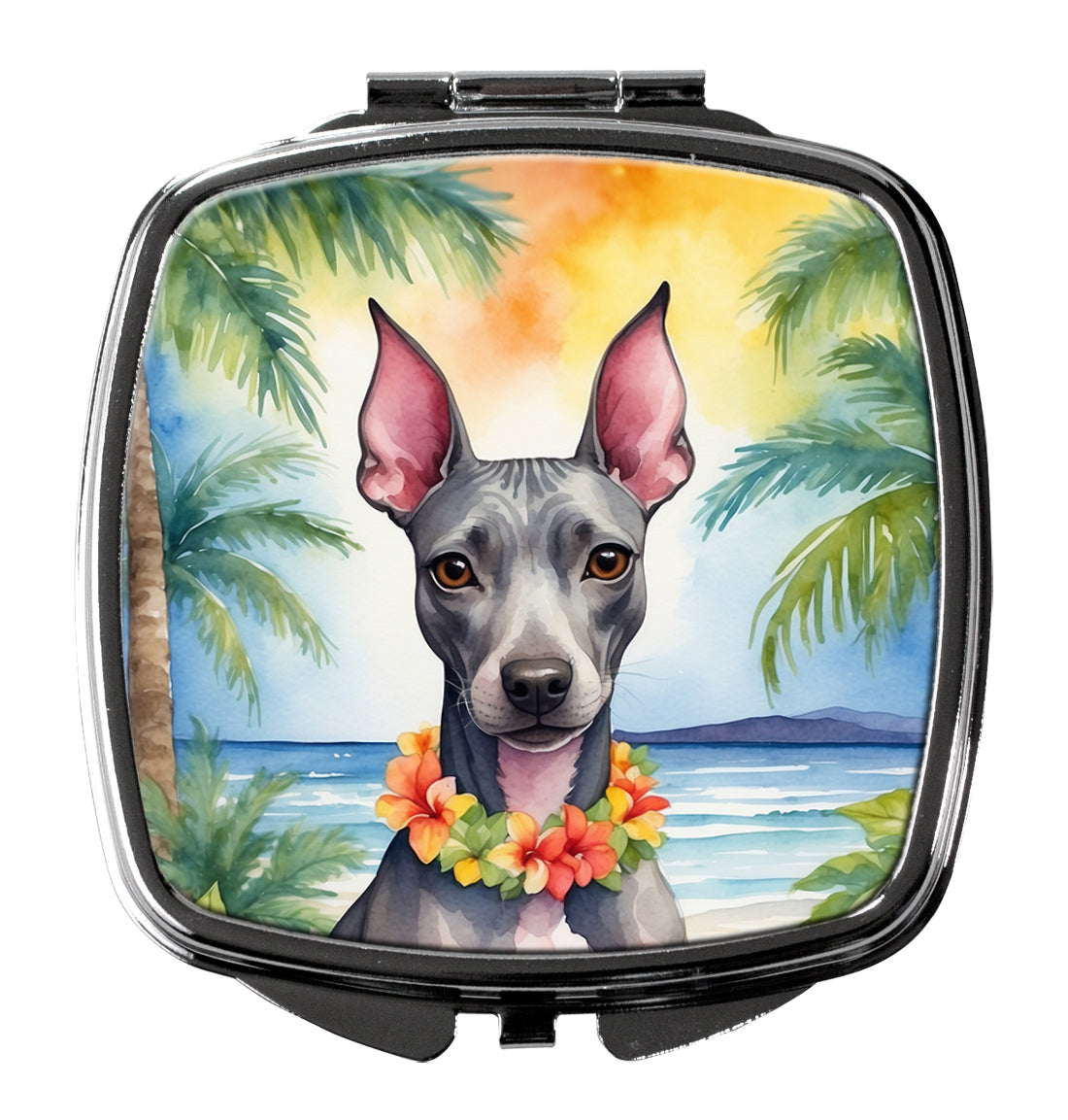 American Hairless Terrier Luau Compact Mirror-0