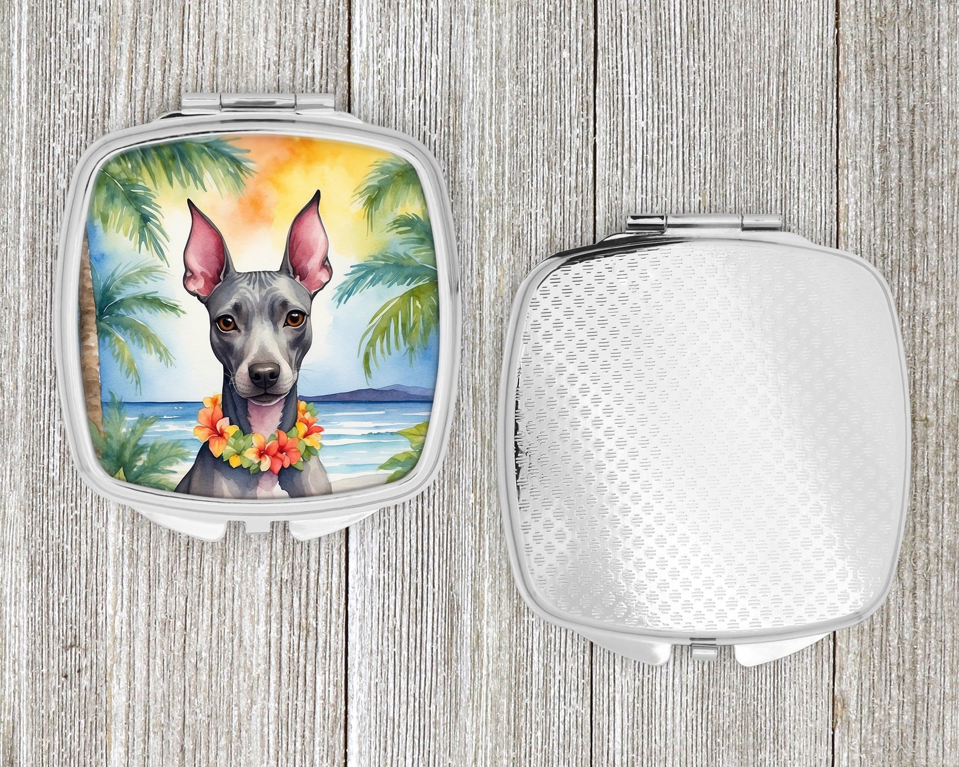 American Hairless Terrier Luau Compact Mirror-3