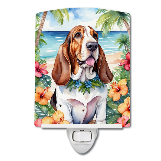Basset Hound Luau Ceramic Night Light-0