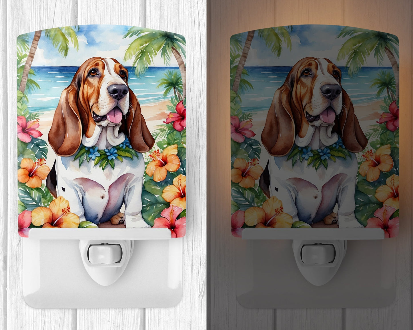 Basset Hound Luau Ceramic Night Light-1