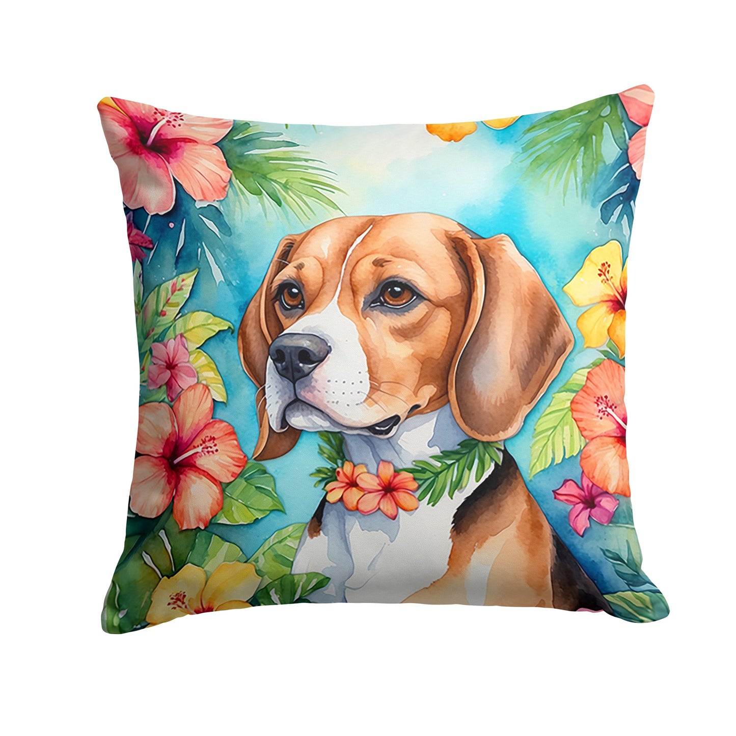 Beagle Luau Throw Pillow-0