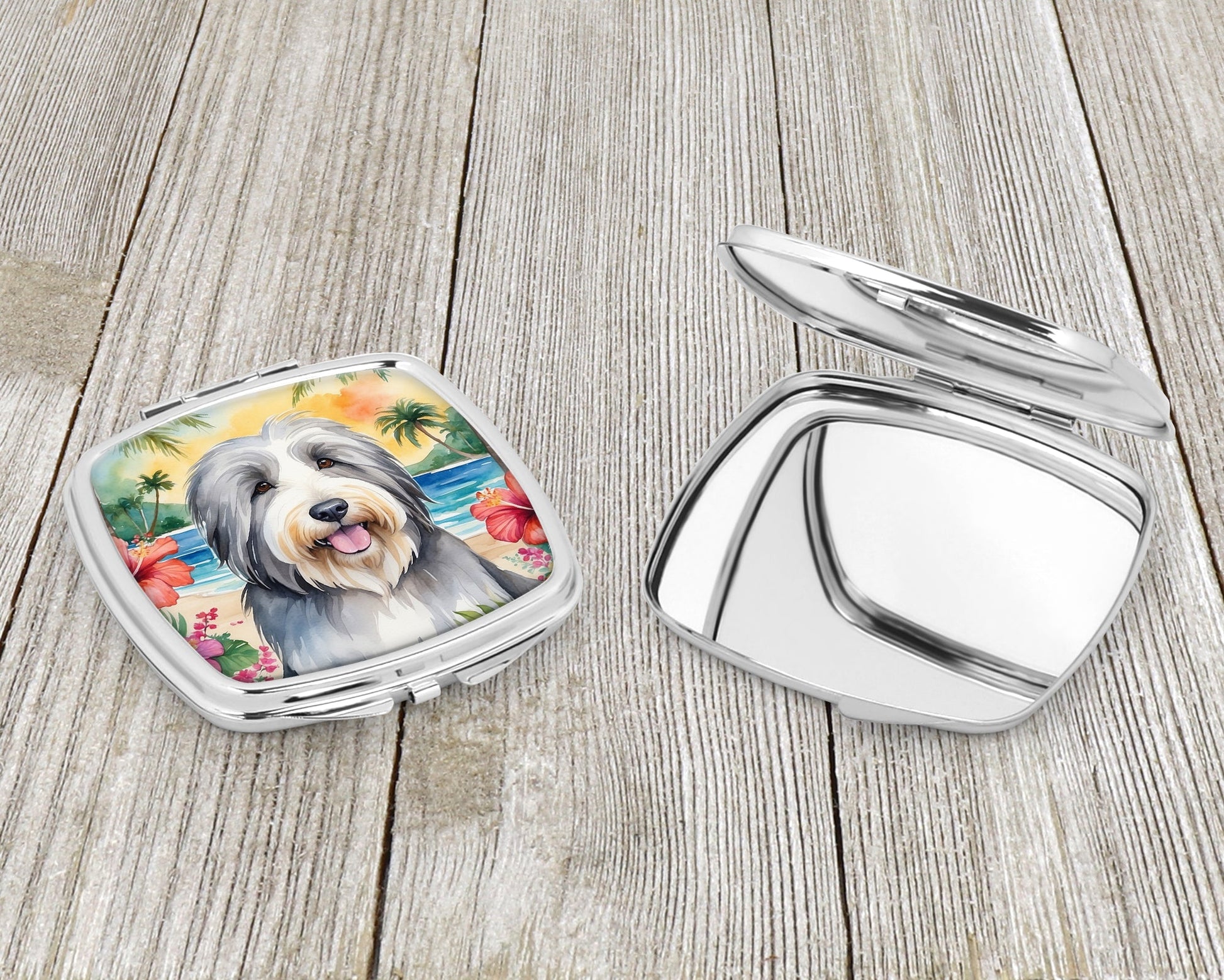 Bearded Collie Luau Compact Mirror-2