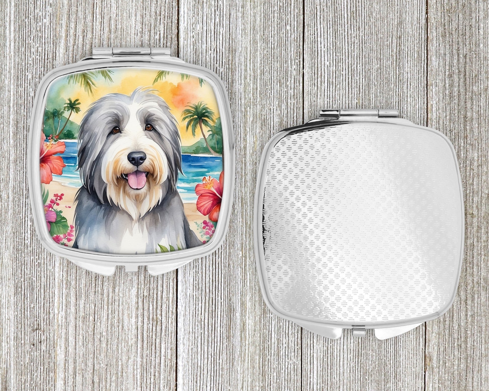 Bearded Collie Luau Compact Mirror-3