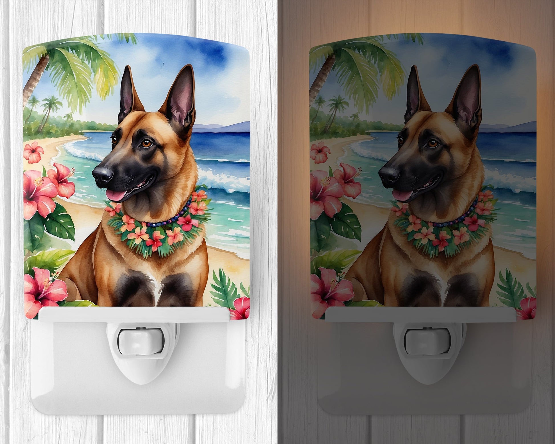 Belgian Malinois Luau Ceramic Night Light-1