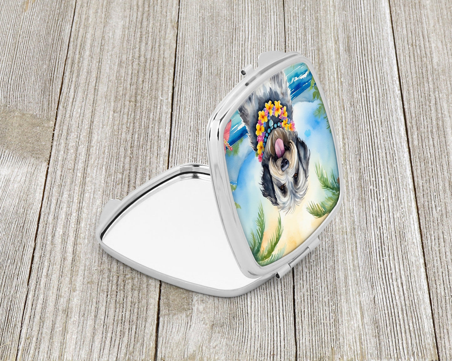 Bergamasco Sheepdog Luau Compact Mirror-1