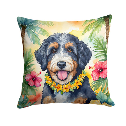 Bernedoodle Luau Throw Pillow-0