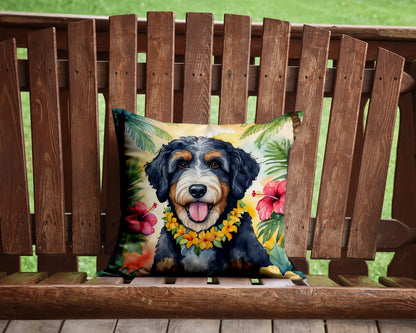 Bernedoodle Luau Throw Pillow-1