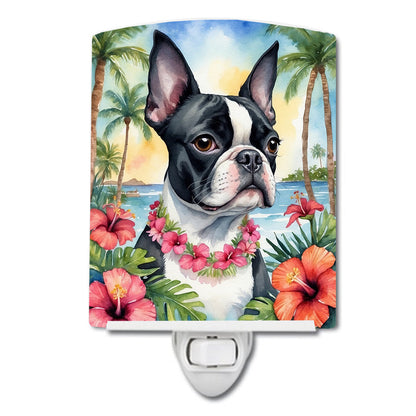 Boston Terrier Luau Ceramic Night Light-0
