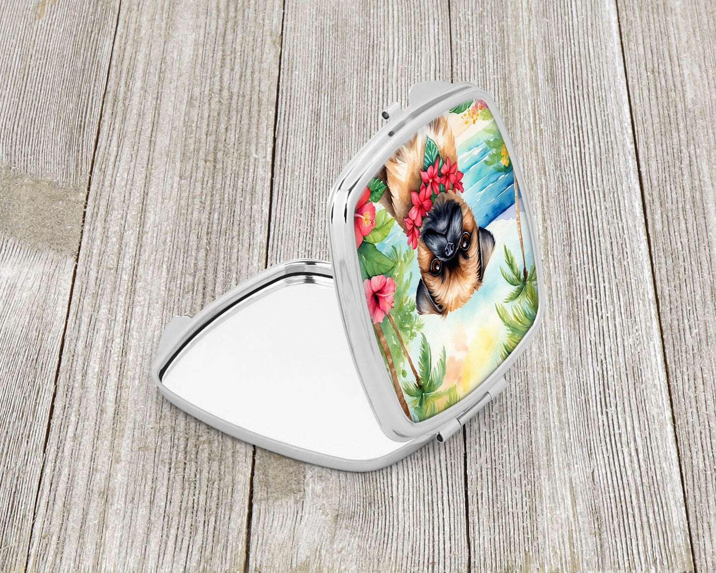 Brussels Griffon Luau Compact Mirror-1