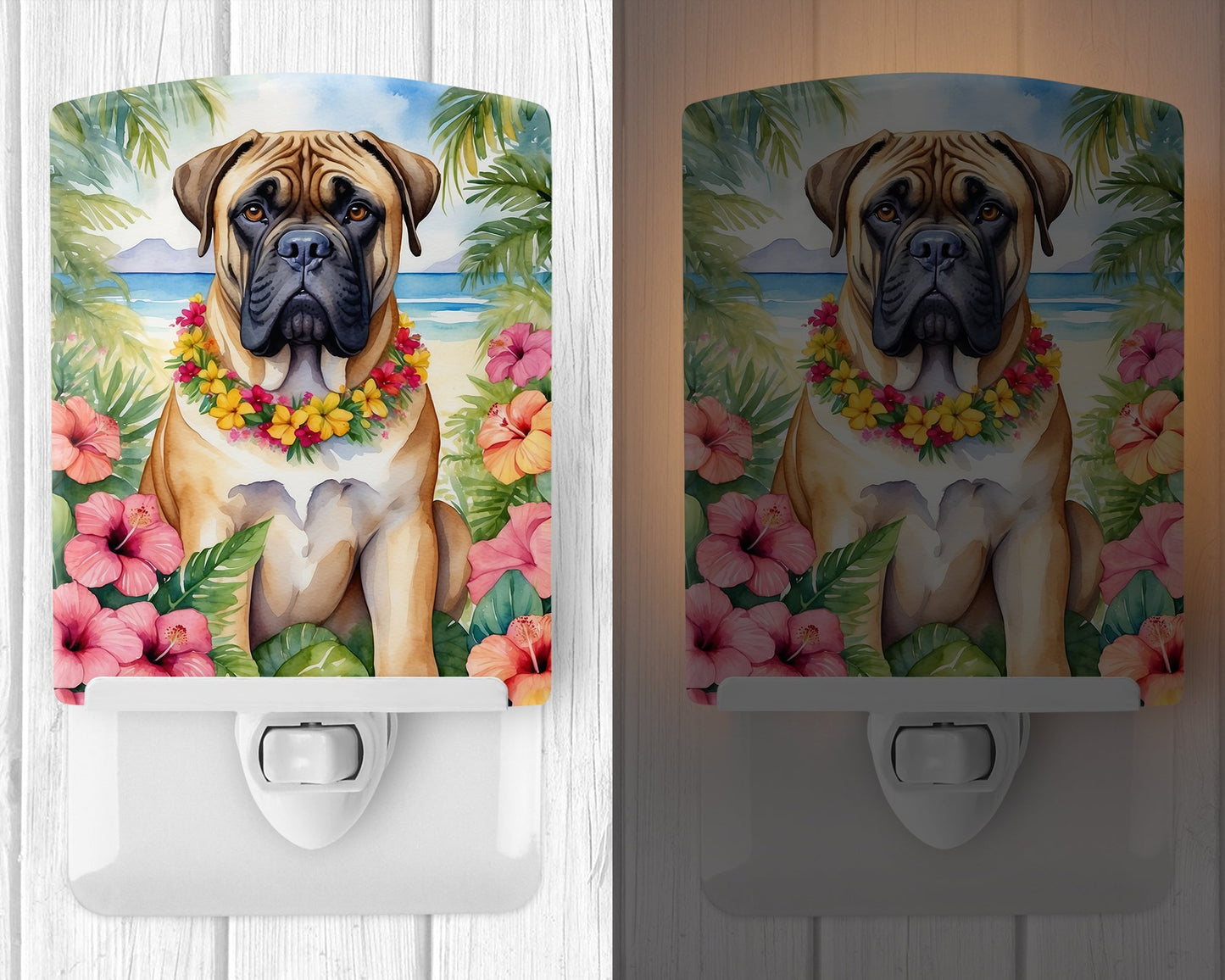 Bullmastiff Luau Ceramic Night Light-1
