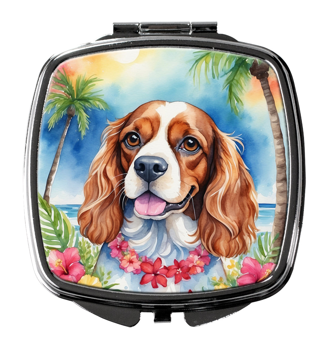 Cavalier Spaniel Luau Compact Mirror-0