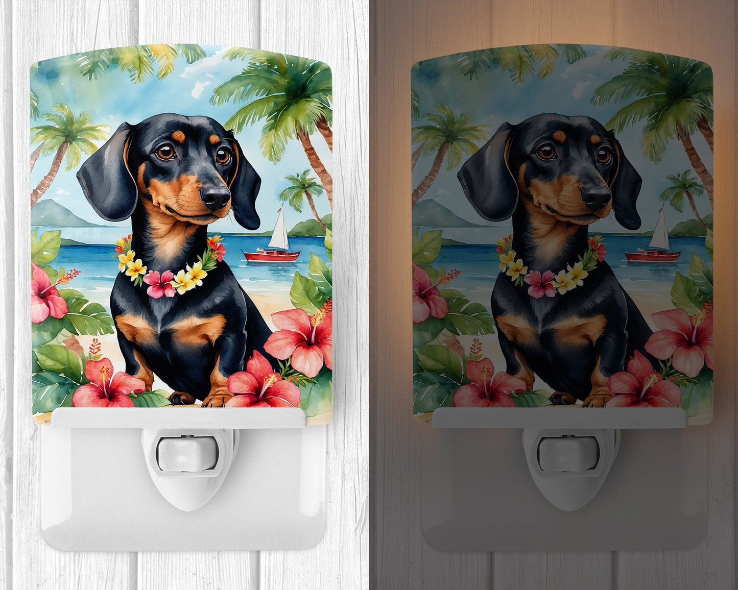 Dachshund Luau Ceramic Night Light-1