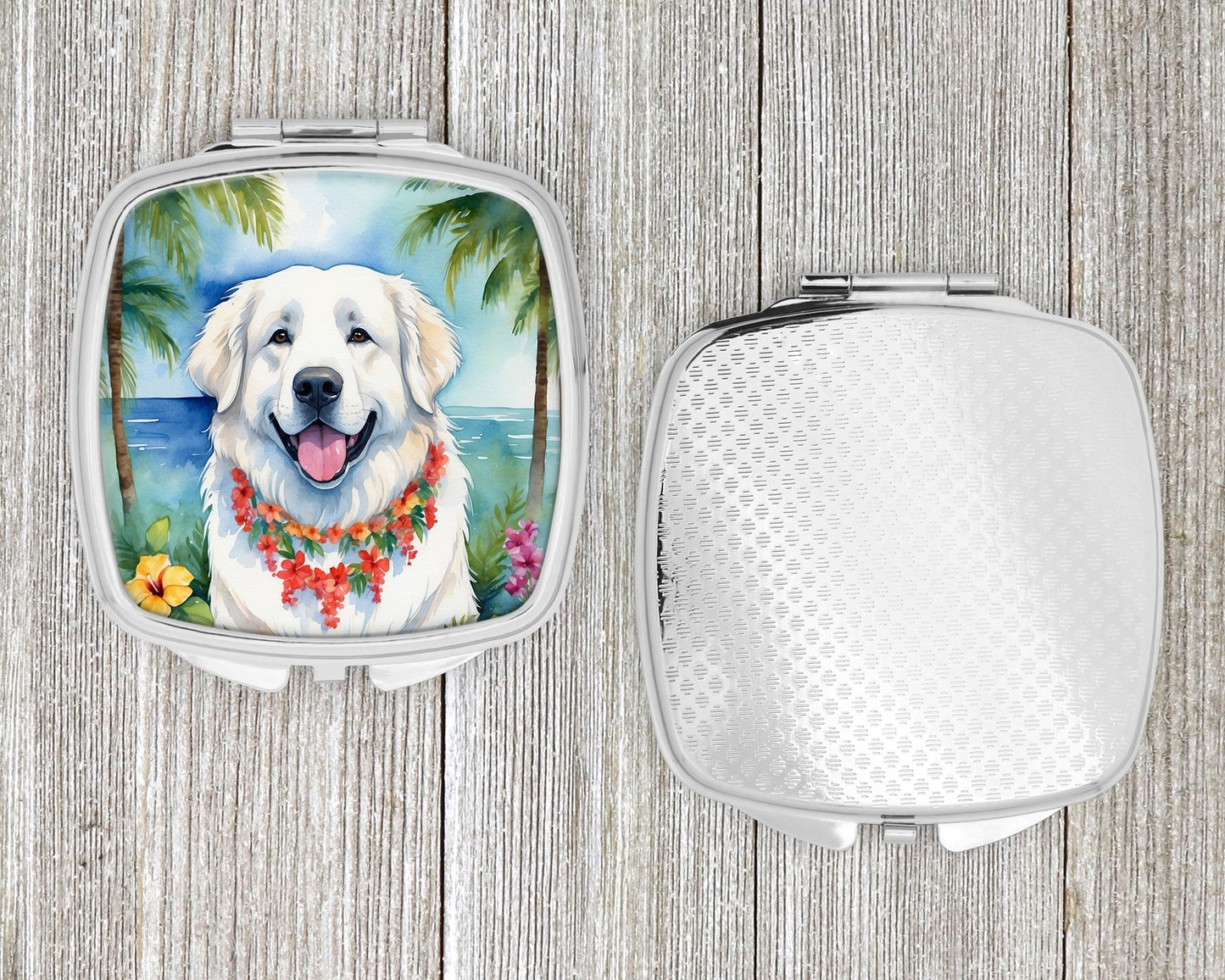 Great Pyrenees Luau Compact Mirror-3