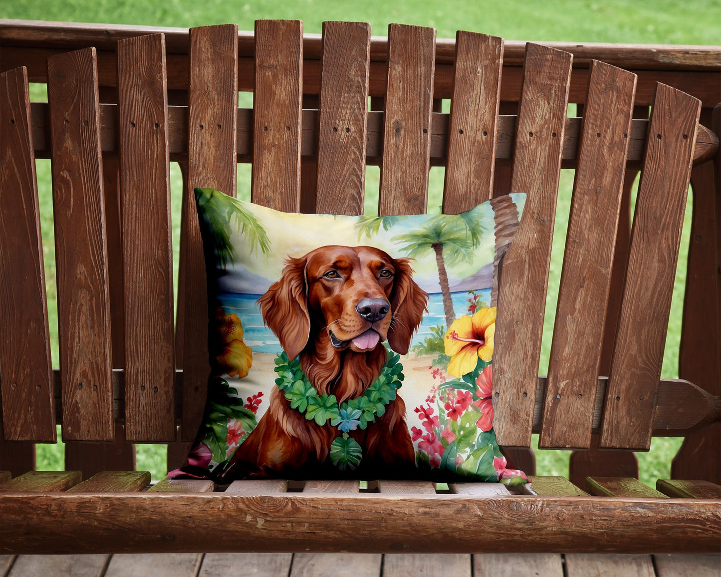 Irish Setter Luau Throw Pillow-1