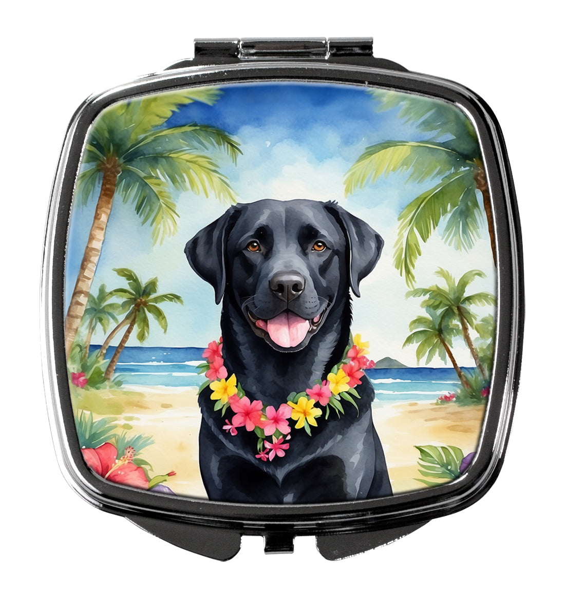 Black Labrador Retriever Luau Compact Mirror-0