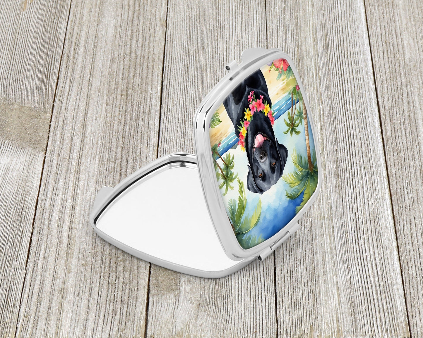 Black Labrador Retriever Luau Compact Mirror-1