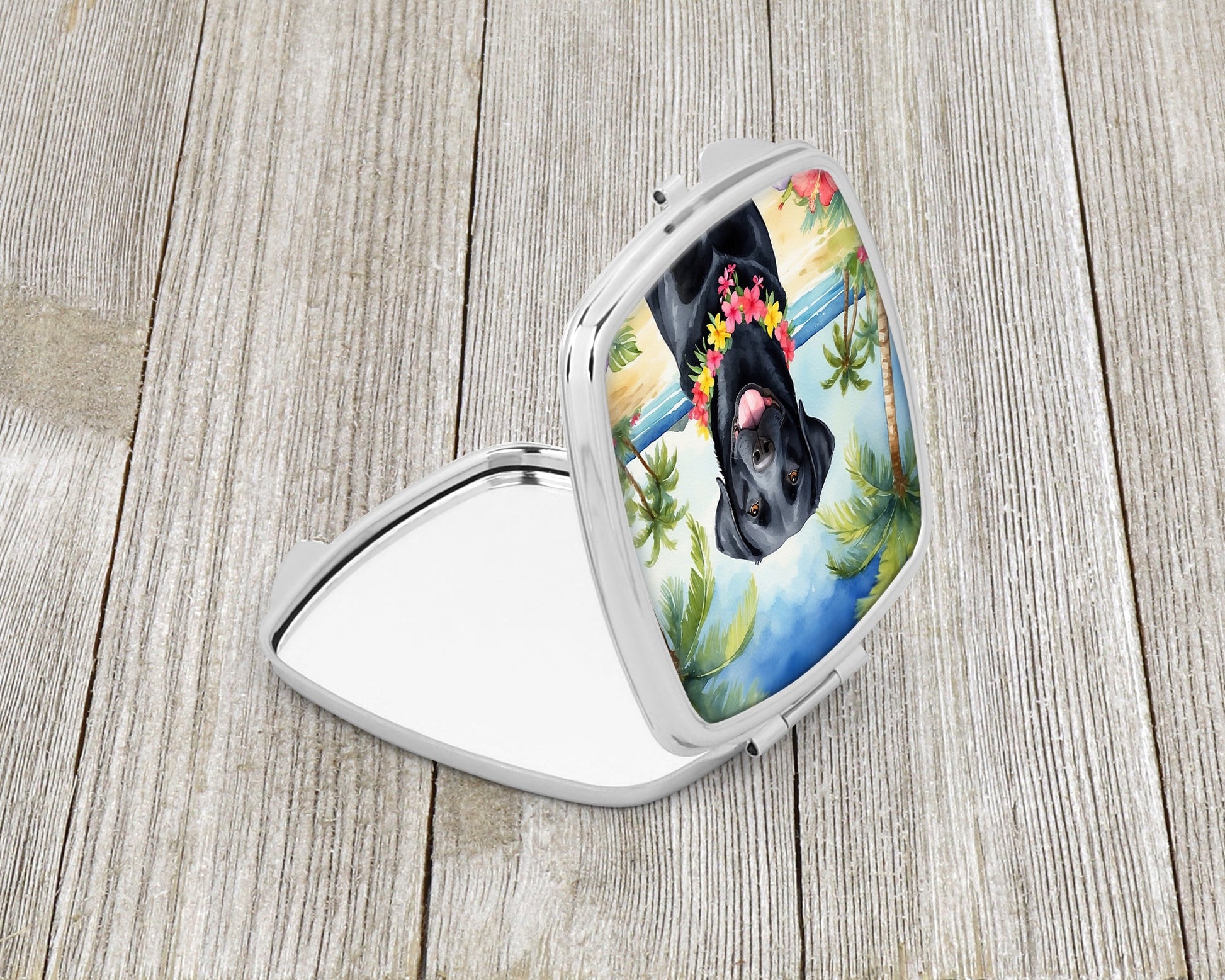 Black Labrador Retriever Luau Compact Mirror-1