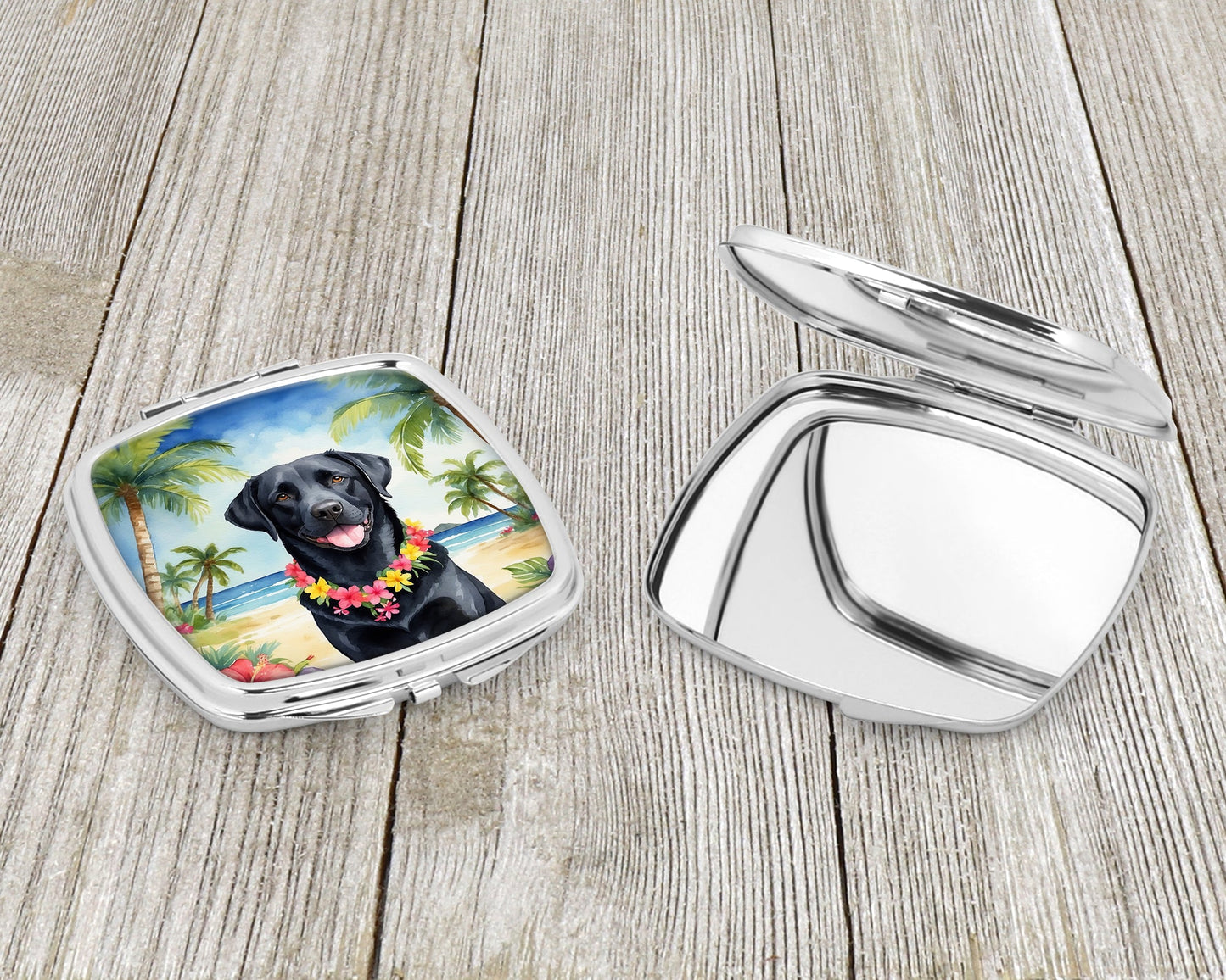 Black Labrador Retriever Luau Compact Mirror-2