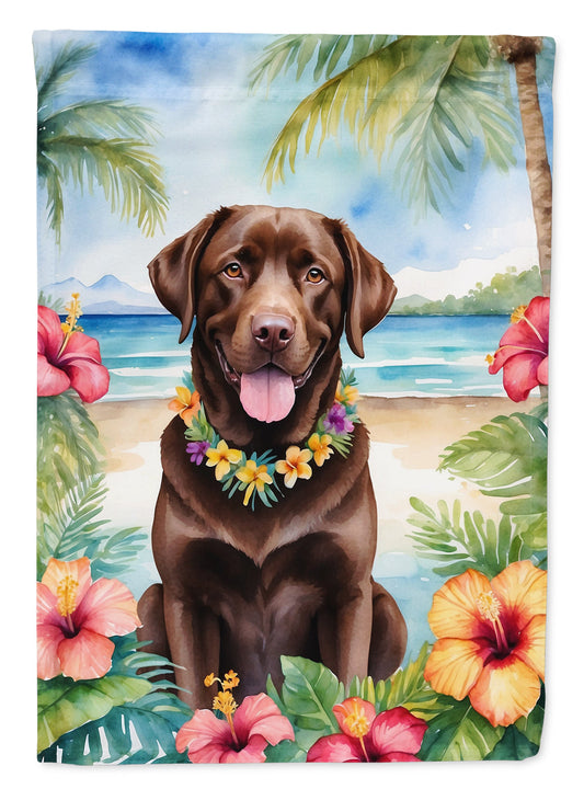 Chocolate Labrador Retriever Luau House Flag-0