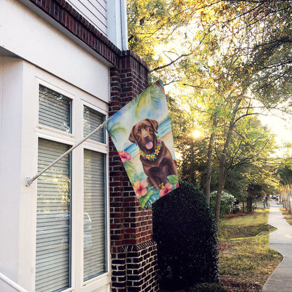 Chocolate Labrador Retriever Luau House Flag-1