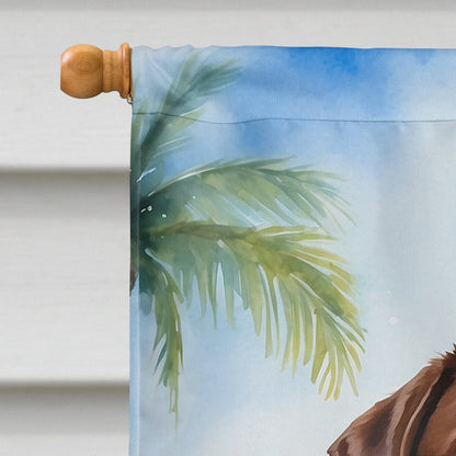 Chocolate Labrador Retriever Luau House Flag-2