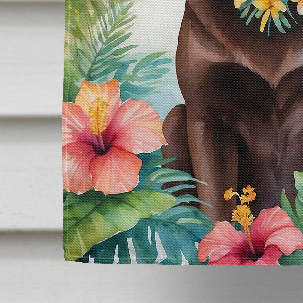 Chocolate Labrador Retriever Luau House Flag-3