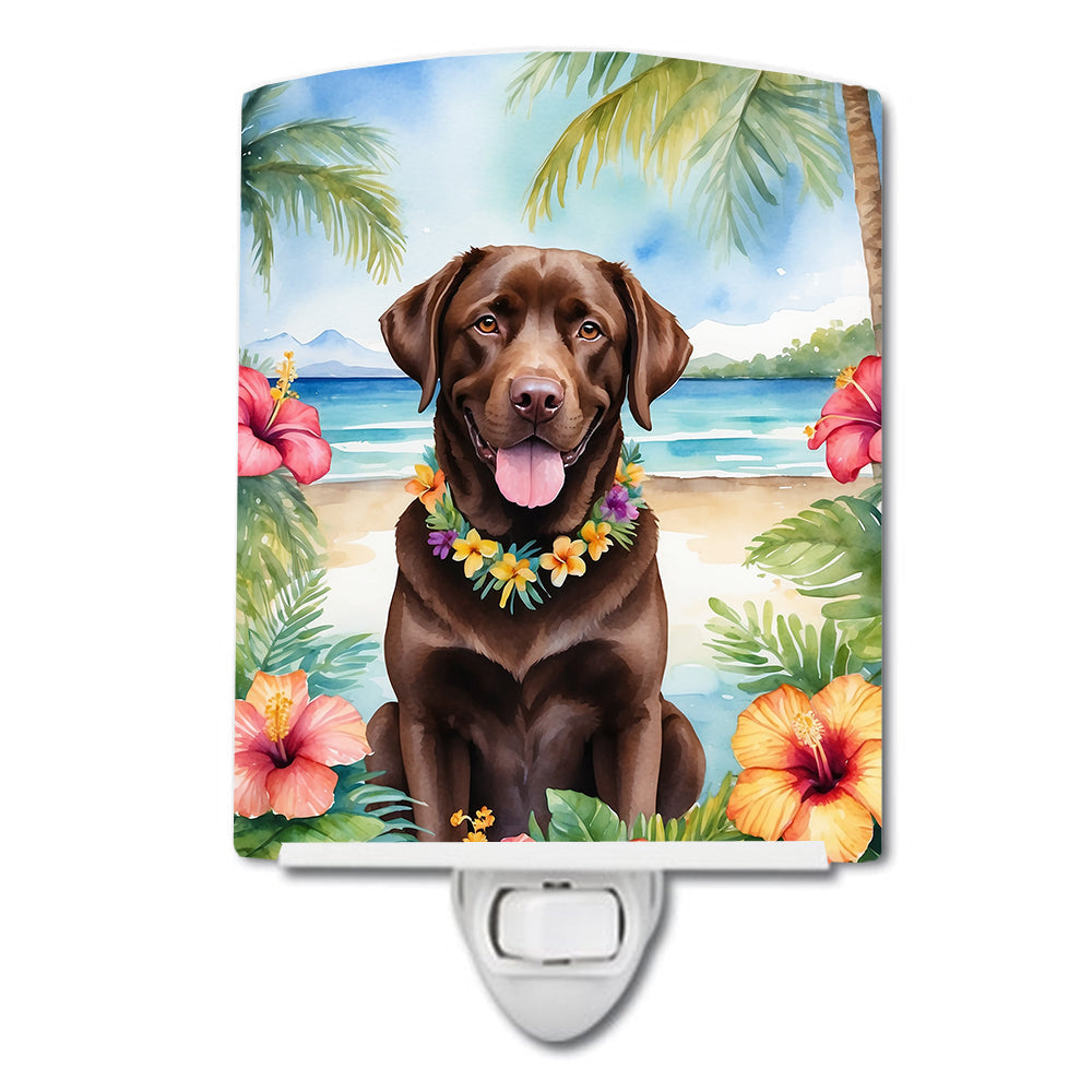 Chocolate Labrador Retriever Luau Ceramic Night Light-0