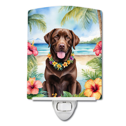 Chocolate Labrador Retriever Luau Ceramic Night Light-0