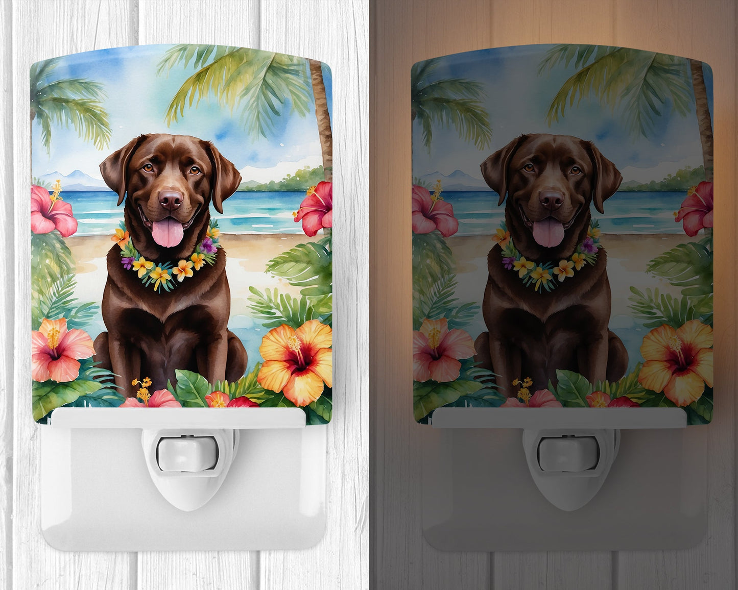 Chocolate Labrador Retriever Luau Ceramic Night Light-1