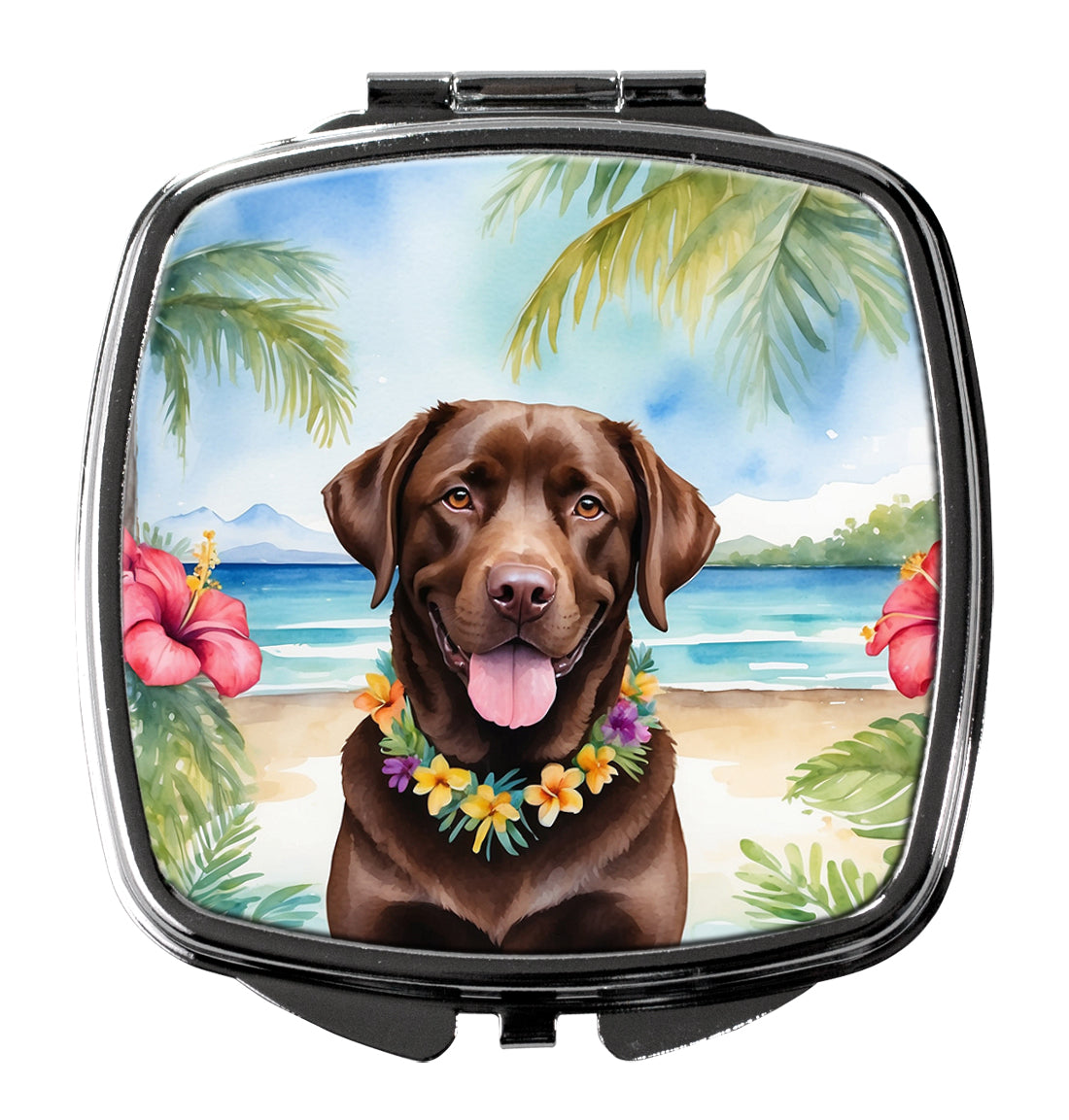 Chocolate Labrador Retriever Luau Compact Mirror-0