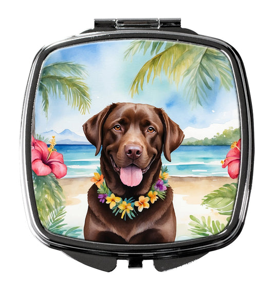 Chocolate Labrador Retriever Luau Compact Mirror-0
