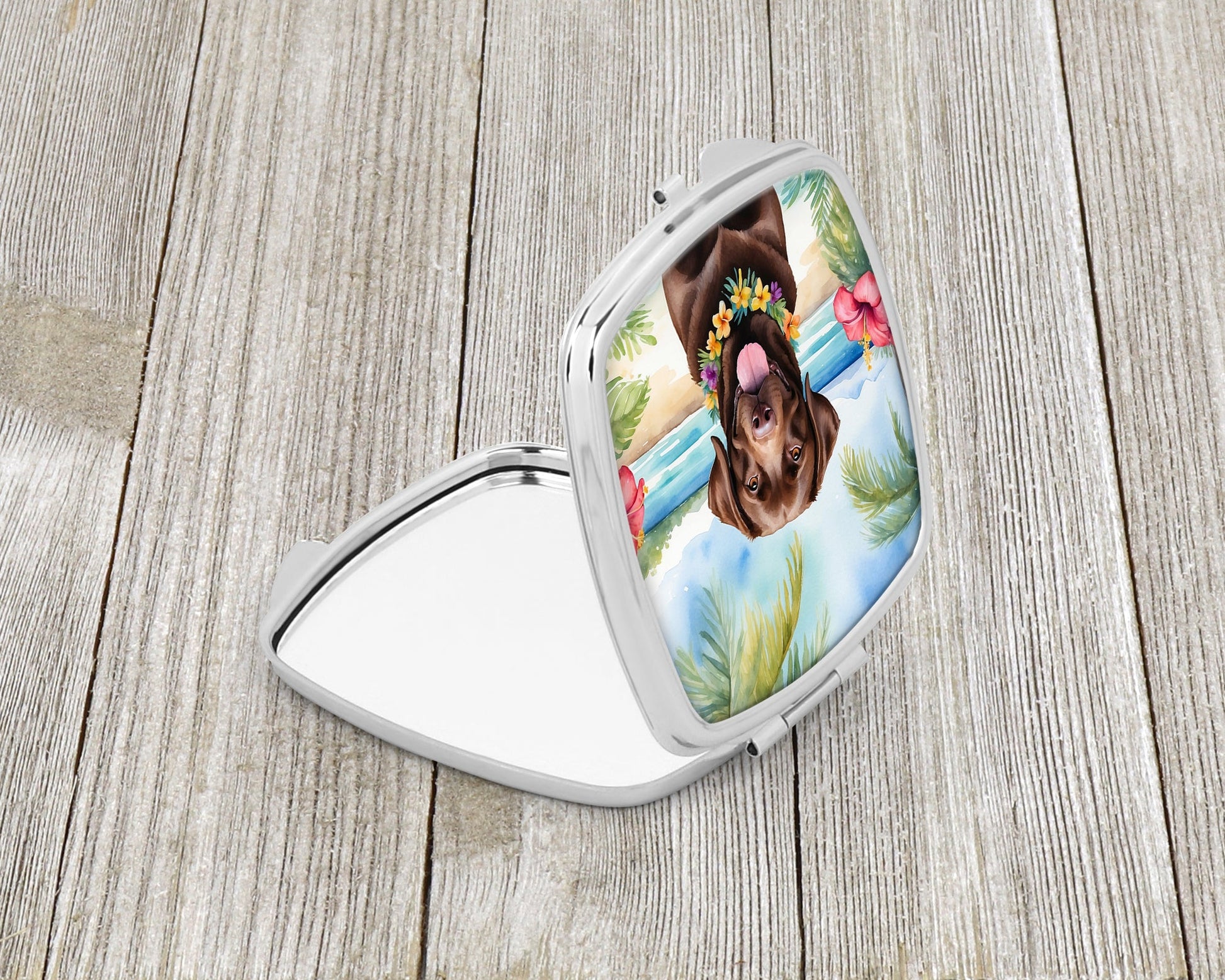Chocolate Labrador Retriever Luau Compact Mirror-1