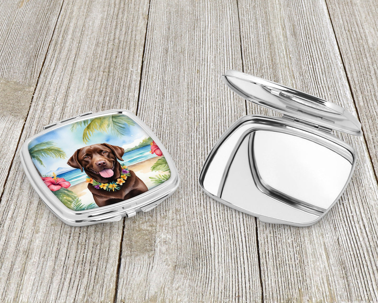 Chocolate Labrador Retriever Luau Compact Mirror-2