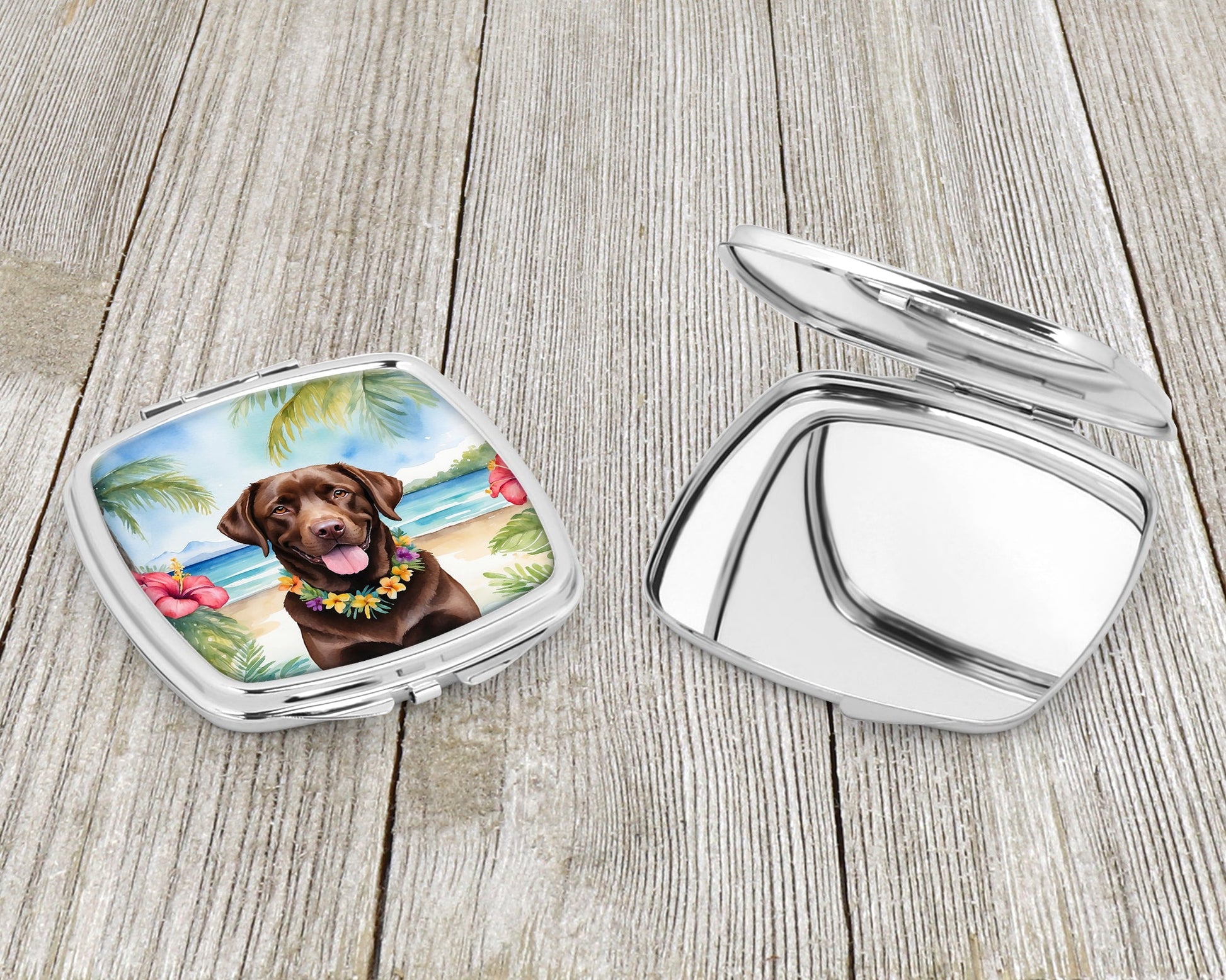 Chocolate Labrador Retriever Luau Compact Mirror-2