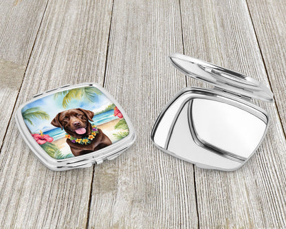 Chocolate Labrador Retriever Luau Compact Mirror-2