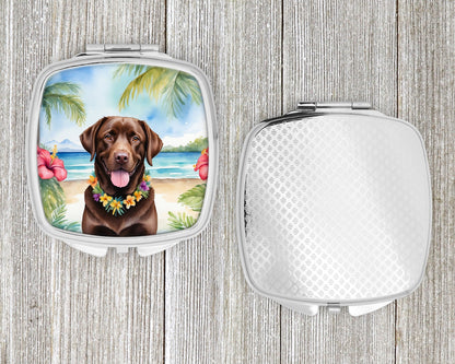 Chocolate Labrador Retriever Luau Compact Mirror-3
