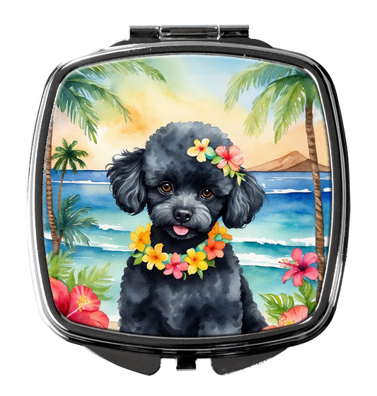 Black Poodle Luau Compact Mirror-0