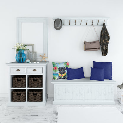 Black Pug Luau Throw Pillow-4