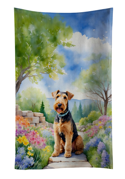 Airedale Terrier Spring Garden Kitchen Towel-0
