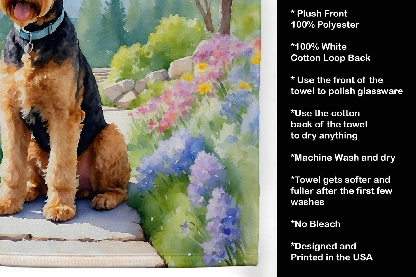 Airedale Terrier Spring Garden Kitchen Towel-4