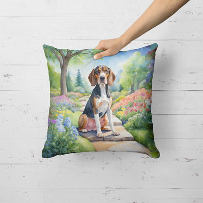 American English Coonhound Spring Garden Throw Pillow-1