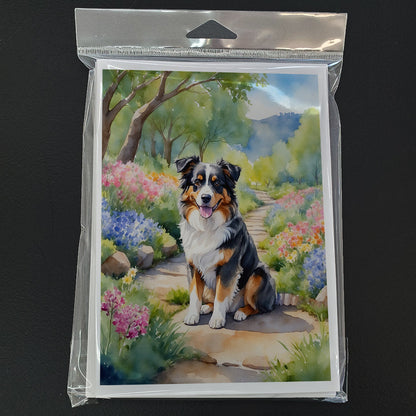 Australian Shepherd Spring Garden Greeting Cards Pack of 8-2