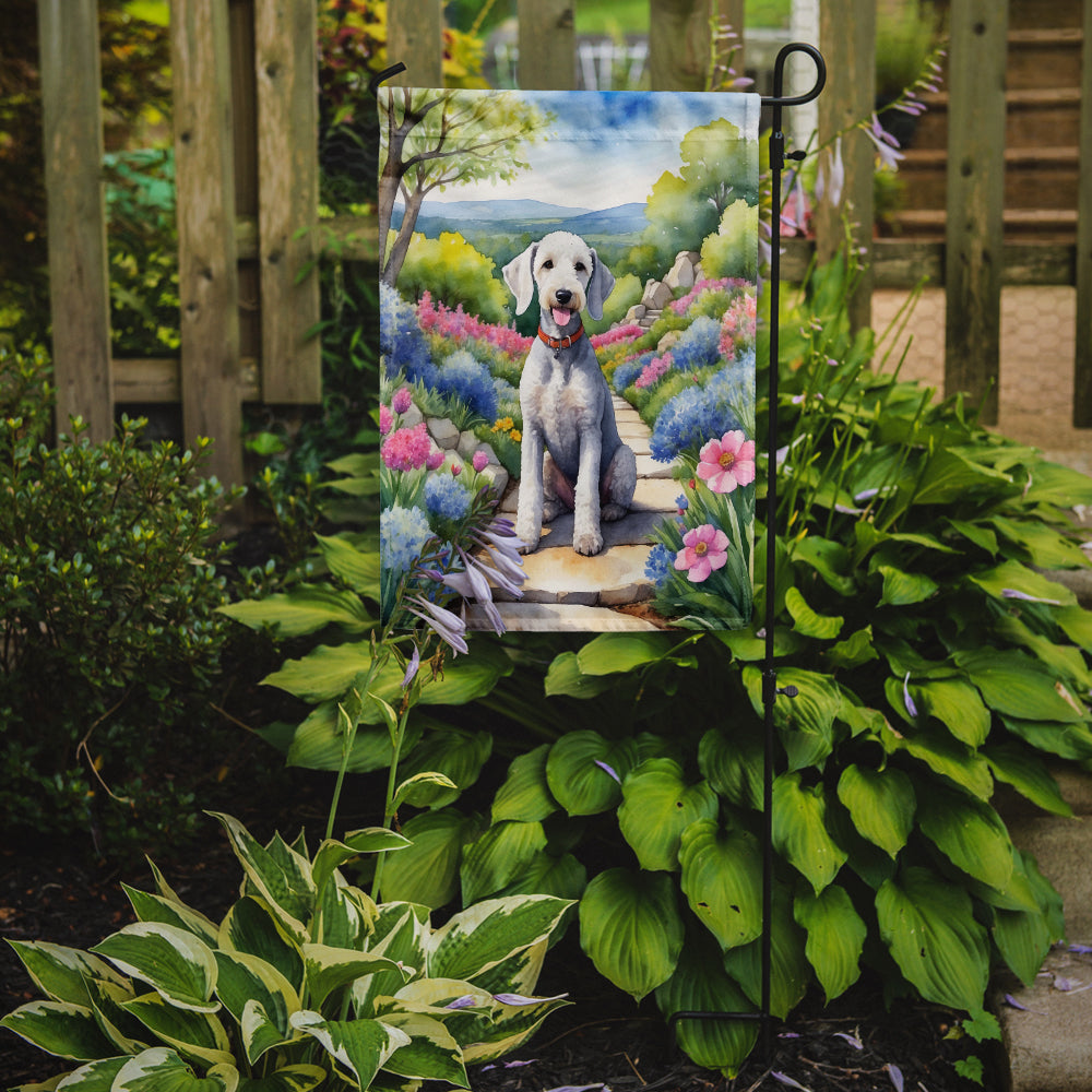 Bedlington Terrier Spring Garden Garden Flag-1