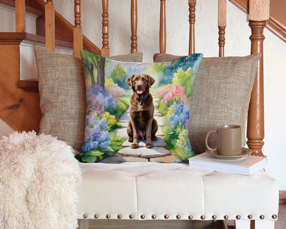 Chesapeake Bay Retriever Spring Path Throw Pillow-2
