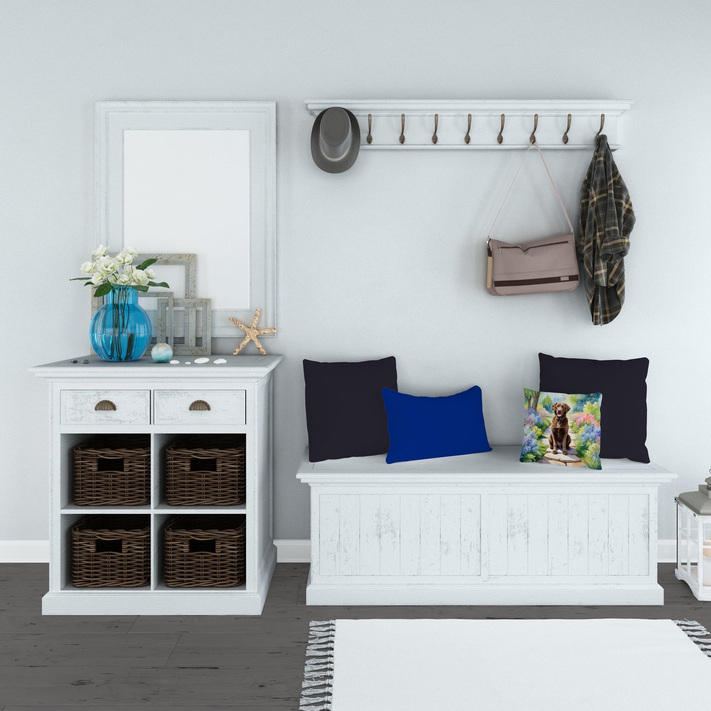 Chesapeake Bay Retriever Spring Path Throw Pillow-3